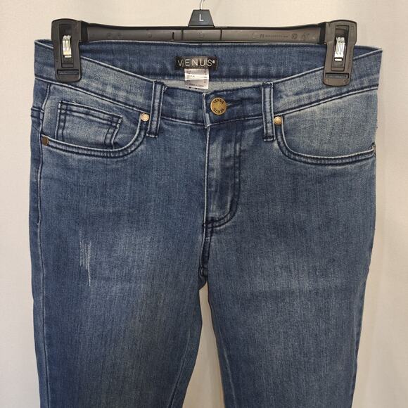 Venus Women Size 2 Skinny Jeans Lace Beads Distressed Raw Hem Medium Wash READ - Picture 2 of 13